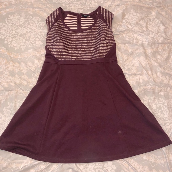 Apt. 9 Dresses & Skirts - Purple Cap Sleeve Dress with Lace Striped Top